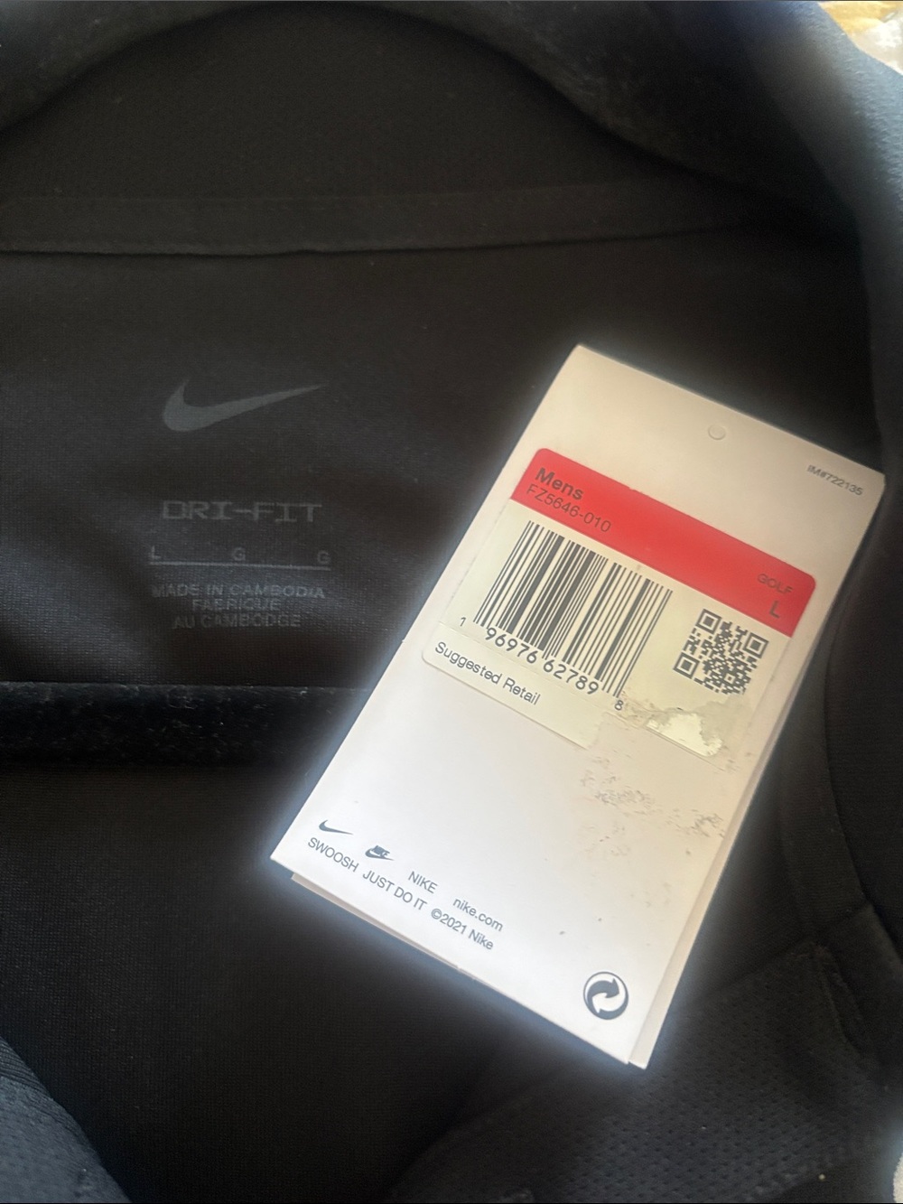 Nike DRI-FIT Men’s Black Polo with White Swoosh - Picture 3 of 3